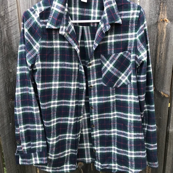 Forever 21 Tops - Forever 21 Green, Navy, & Red Flannel Button Up